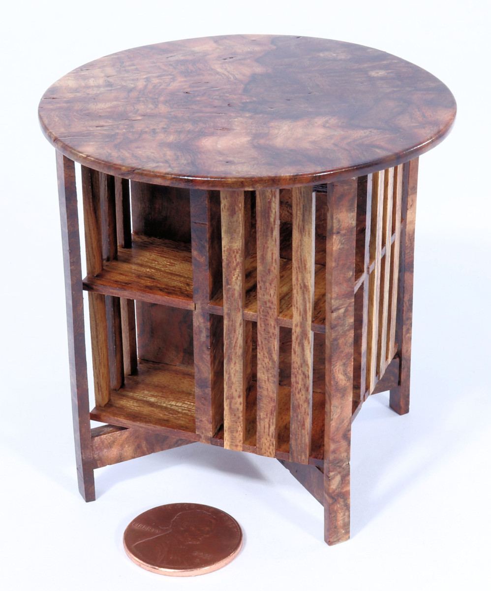 Arts & Crafts Rotating Bookcase - Handcrafted 1/12 Scale Miniature ...